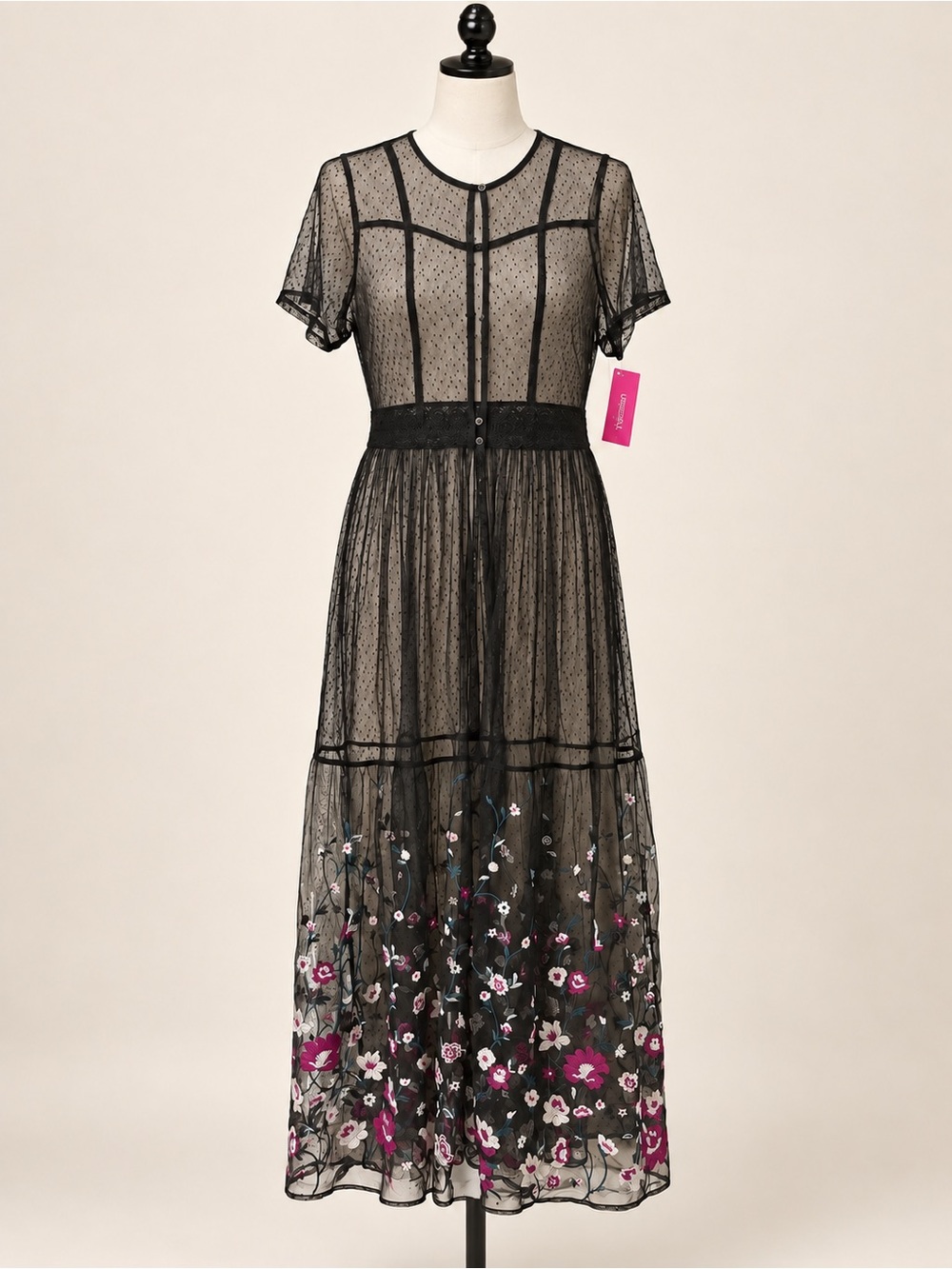 NWT Sheer Floral Embroidered Maxi Duster XXL Xhilaration
